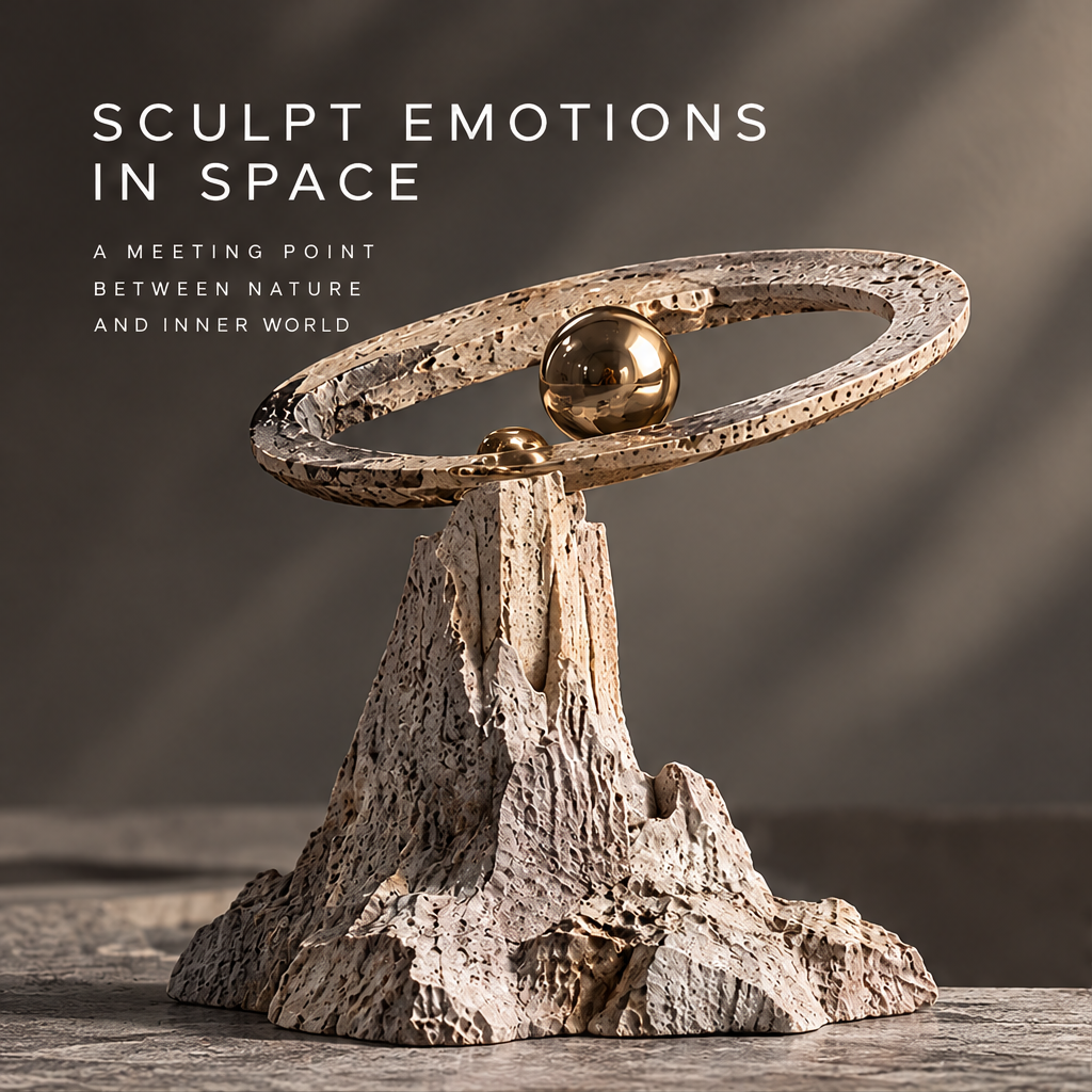 Sculpt Emotions in Space orbital sculpture front view — a meeting point between nature and inner world