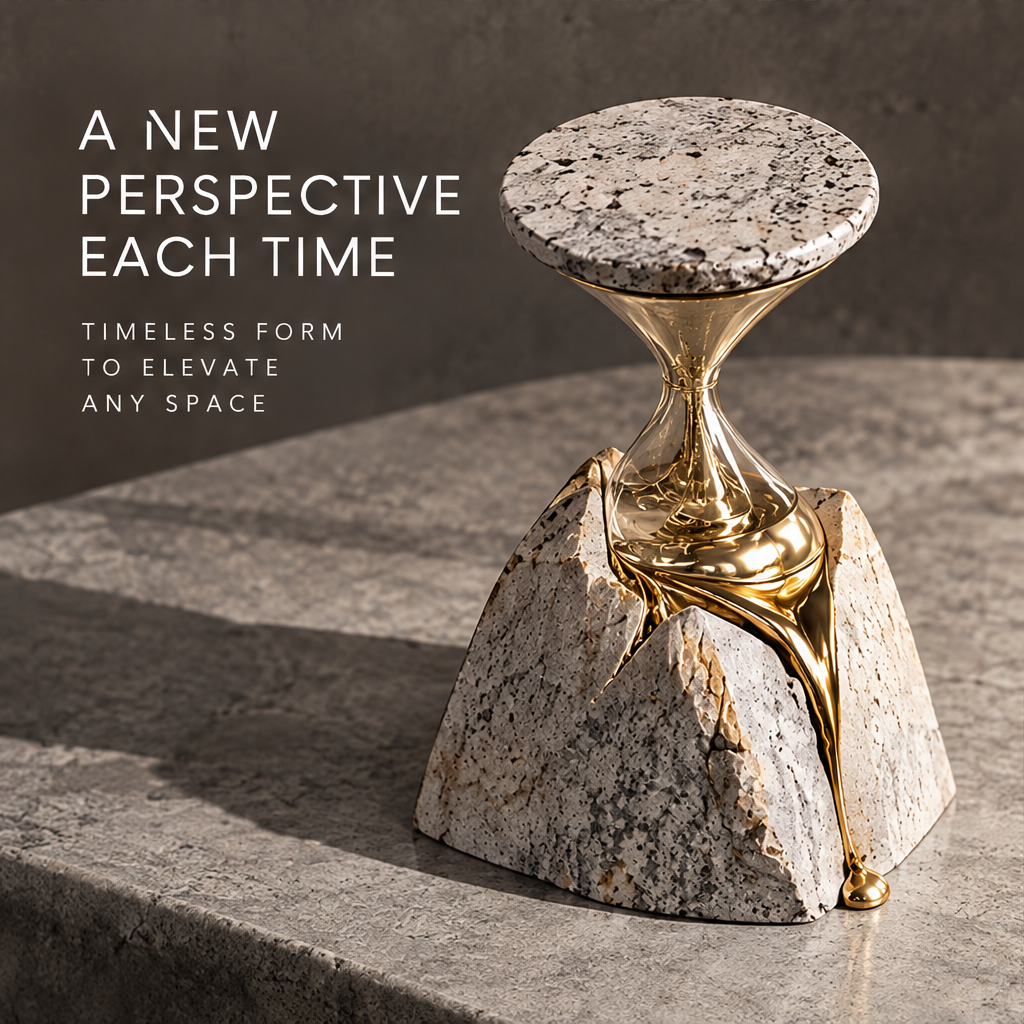Time Leaves Beauty Behind sculpture low-angle view on stepped stone surface — more than decor, a statement of taste, presence and lasting value
