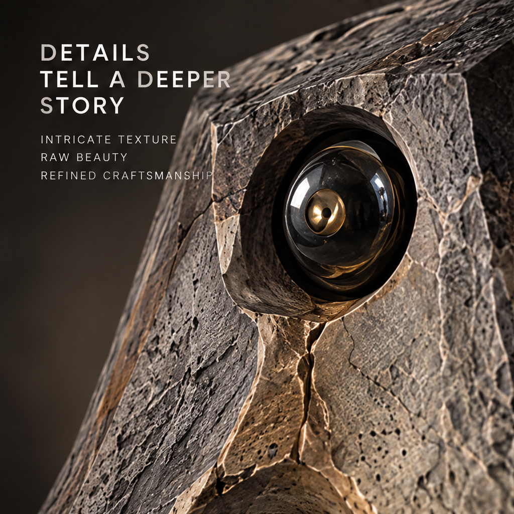 Earth Creature sculpture side view in warm light — sculpted to endure, premium material and timeless form
