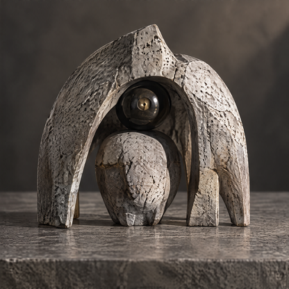 Sculpted Presence sculpture back view showing full arch silhouette — natural texture, inspired by nature, crafted for space